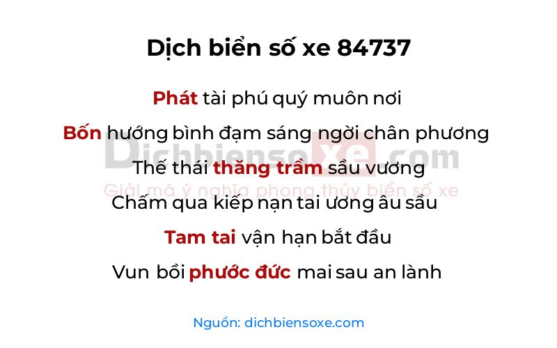 Dịch thơ biển số 84737