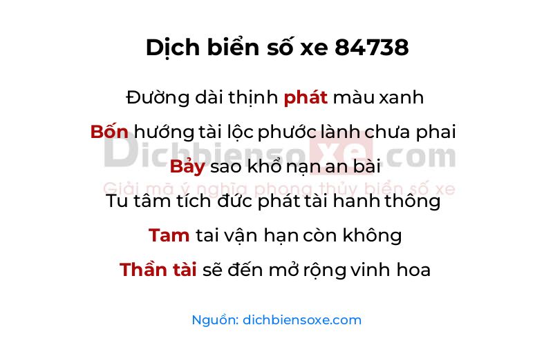 Dịch thơ biển số 84738