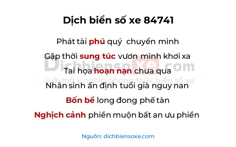 Dịch thơ biển số 84741