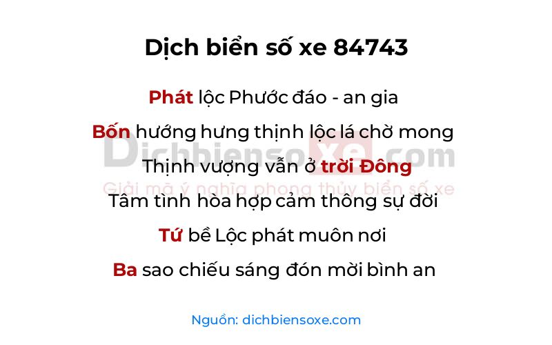 Dịch thơ biển số 84743