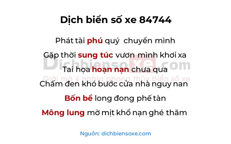 Dịch thơ biển số 84744