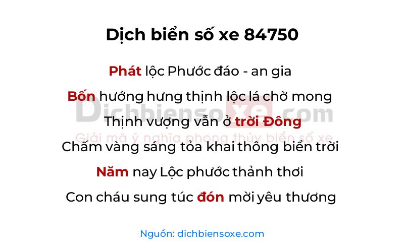 Dịch thơ biển số 84750