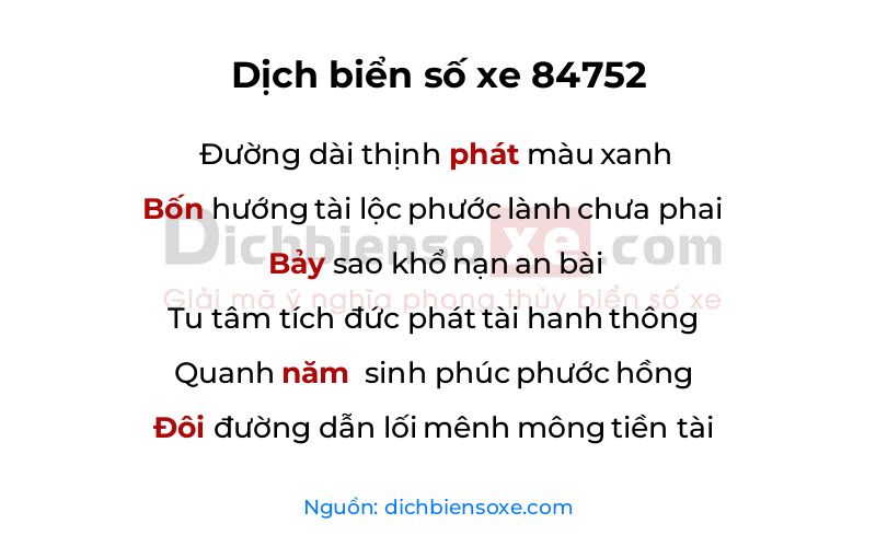 Dịch thơ biển số 84752