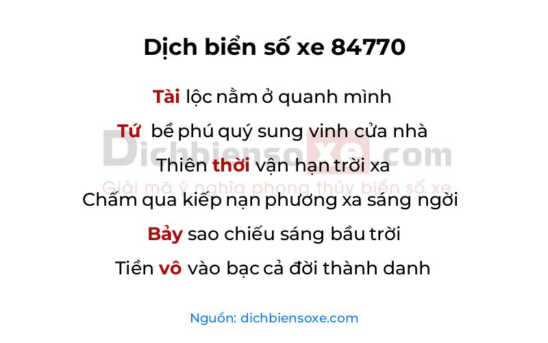 Dịch thơ biển số 84770