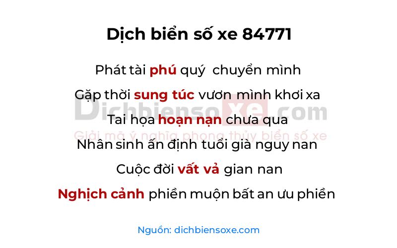 Dịch thơ biển số 84771