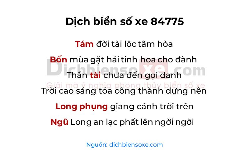 Dịch thơ biển số 84775