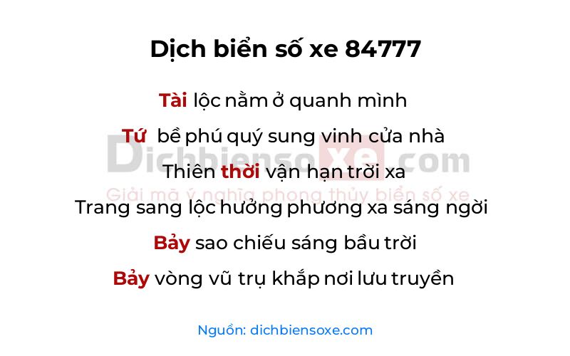 Dịch thơ biển số 84777