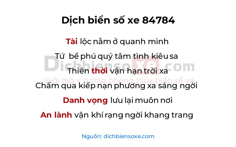 Dịch thơ biển số 84784