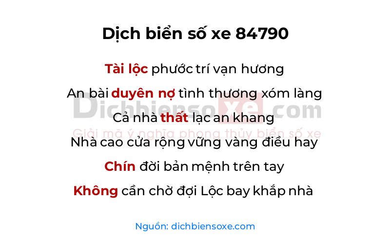 Dịch thơ biển số 84790