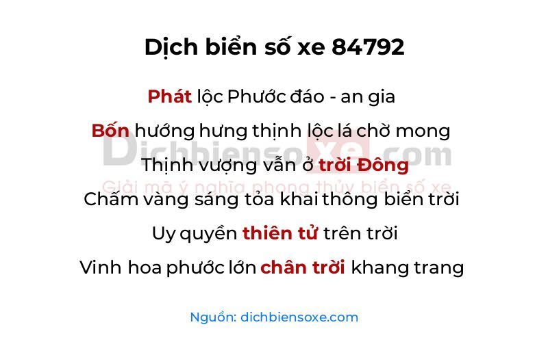 Dịch thơ biển số 84792