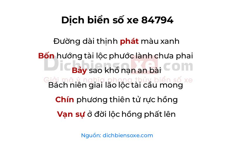 Dịch thơ biển số 84794