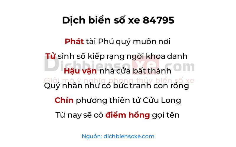 Dịch thơ biển số 84795