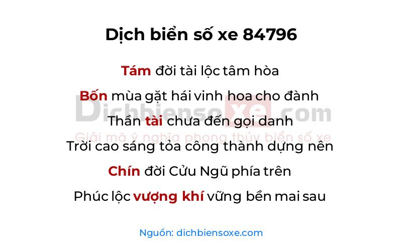 Dịch thơ biển số 84796