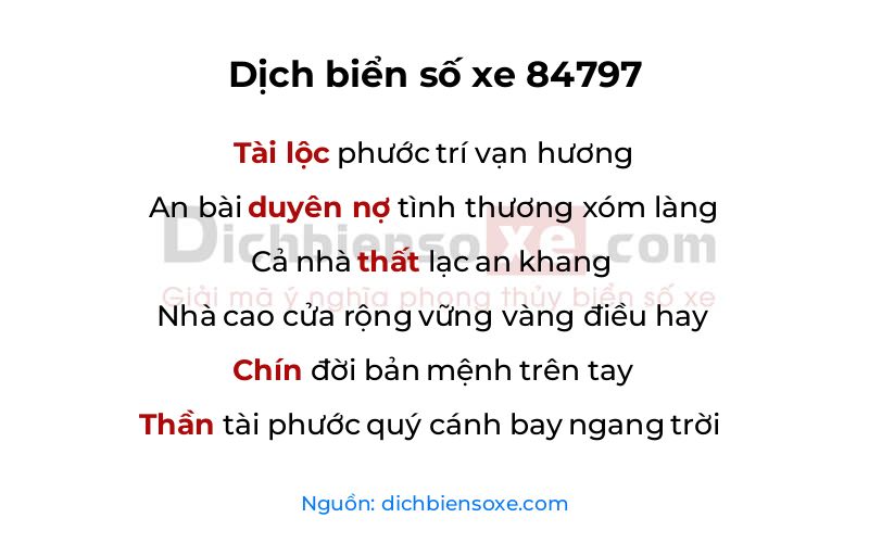 Dịch thơ biển số 84797