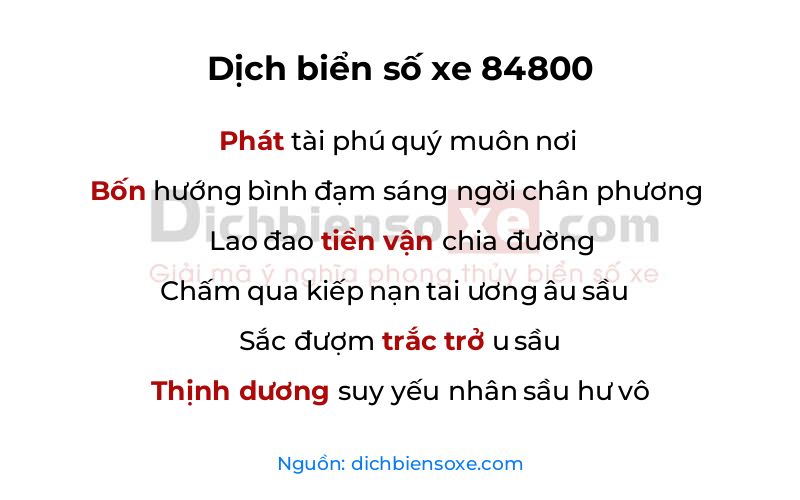 Dịch thơ biển số 84800