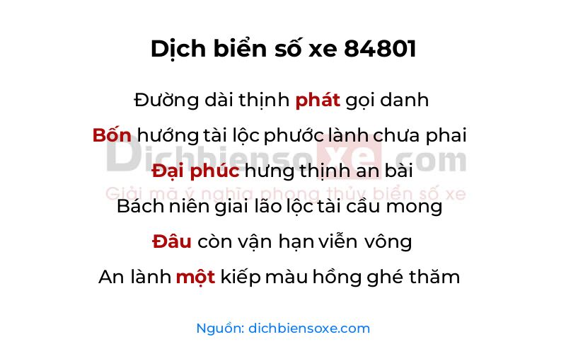 Dịch thơ biển số 84801