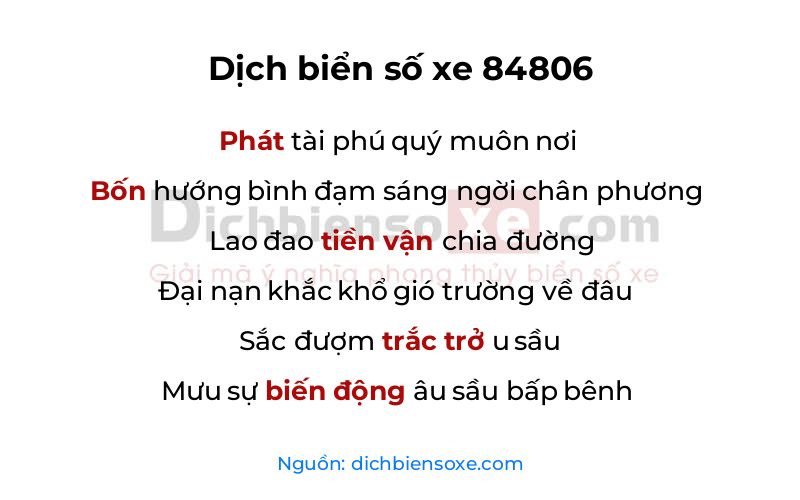 Dịch thơ biển số 84806