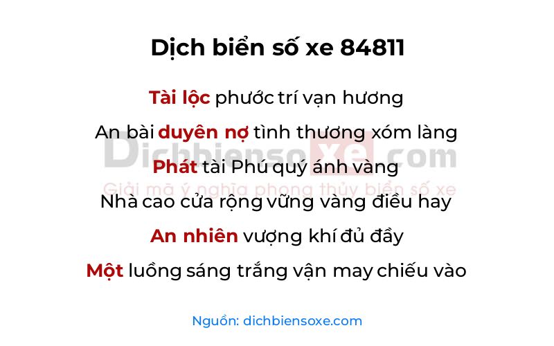 Dịch thơ biển số 84811