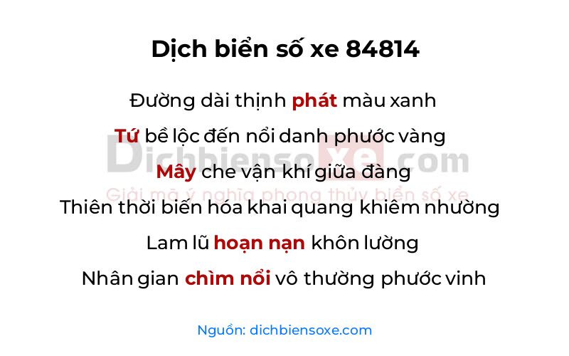 Dịch thơ biển số 84814