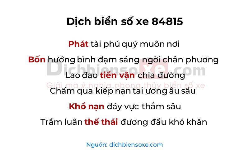 Dịch thơ biển số 84815