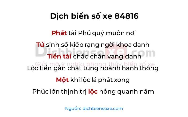 Dịch thơ biển số 84816