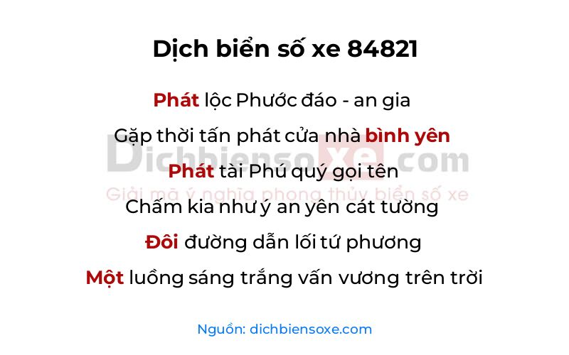 Dịch thơ biển số 84821