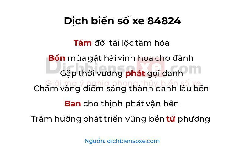 Dịch thơ biển số 84824