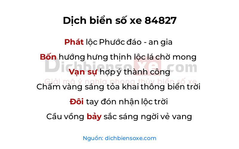 Dịch thơ biển số 84827