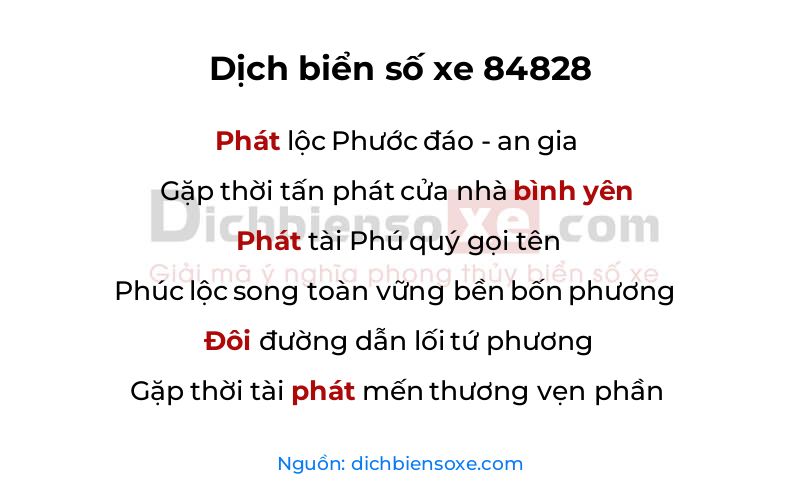 Dịch thơ biển số 84828