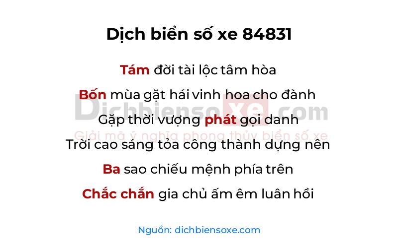 Dịch thơ biển số 84831