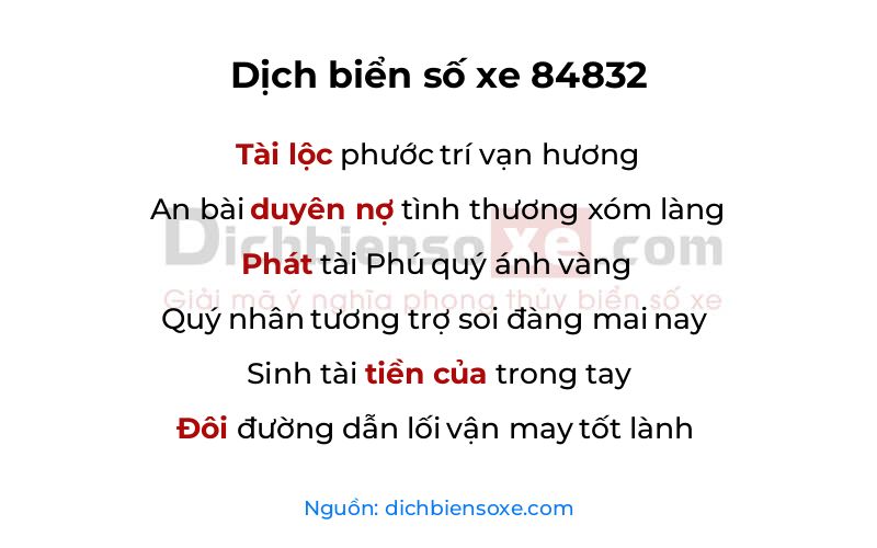 Dịch thơ biển số 84832