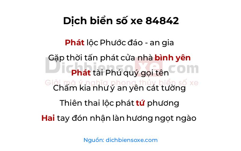Dịch thơ biển số 84842