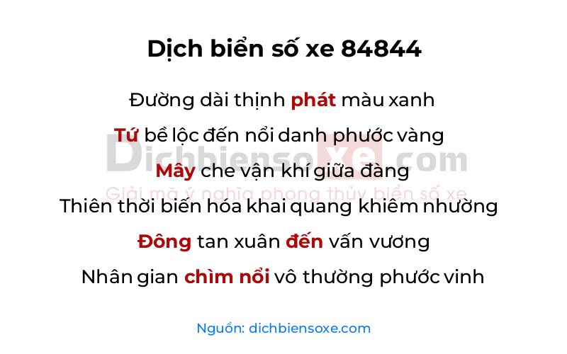 Dịch thơ biển số 84844
