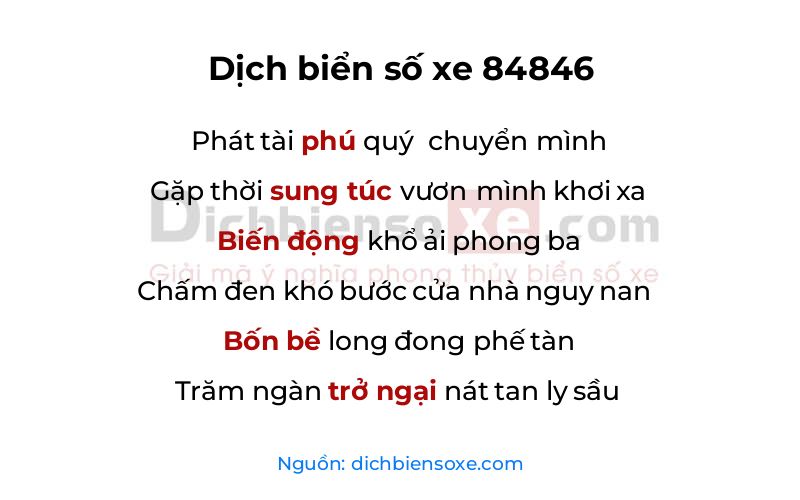 Dịch thơ biển số 84846