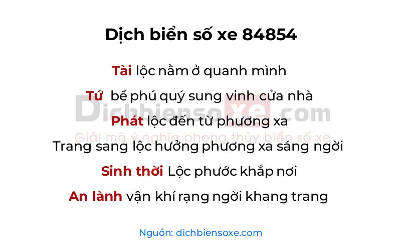 Dịch thơ biển số 84854