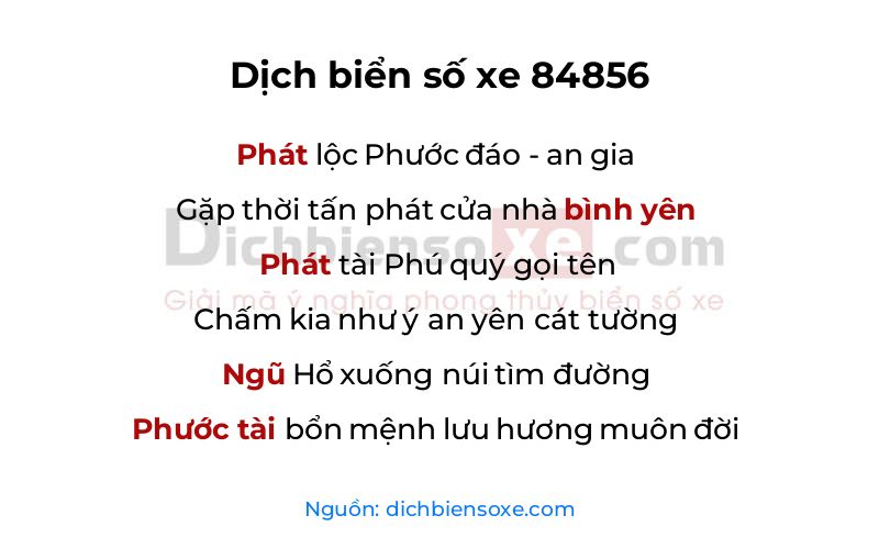 Dịch thơ biển số 84856