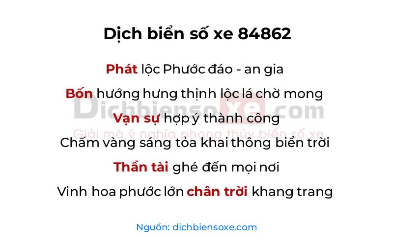 Dịch thơ biển số 84862