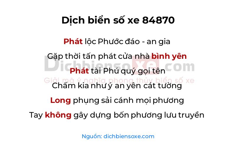 Dịch thơ biển số 84870