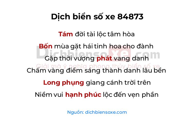 Dịch thơ biển số 84873