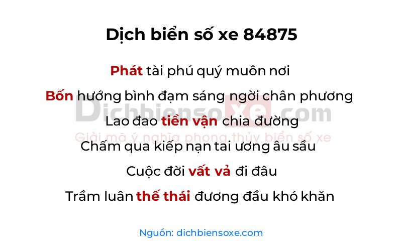Dịch thơ biển số 84875