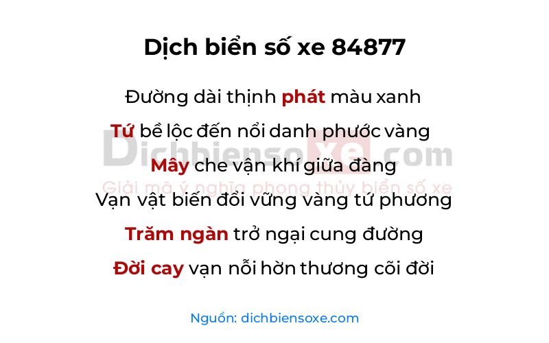 Dịch thơ biển số 84877