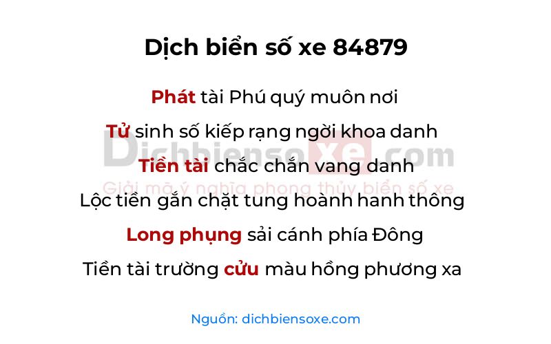 Dịch thơ biển số 84879
