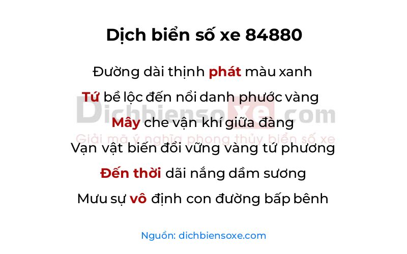 Dịch thơ biển số 84880