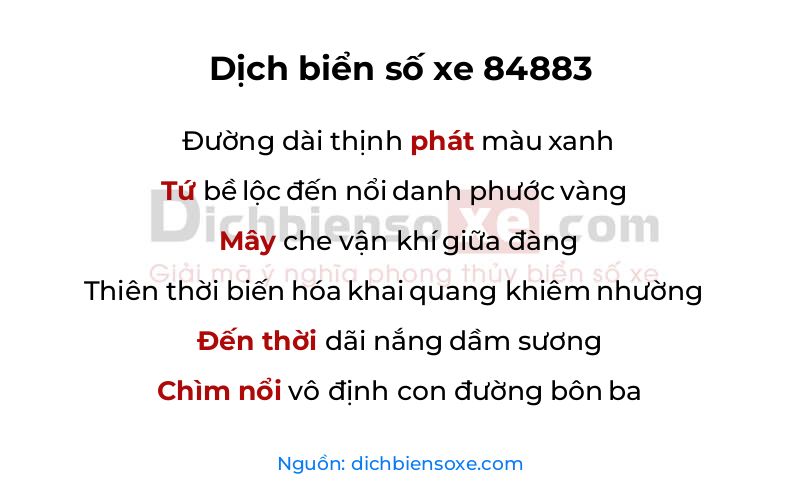 Dịch thơ biển số 84883