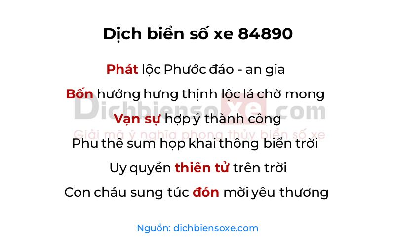 Dịch thơ biển số 84890