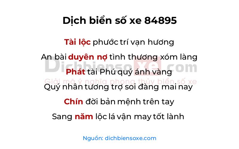 Dịch thơ biển số 84895