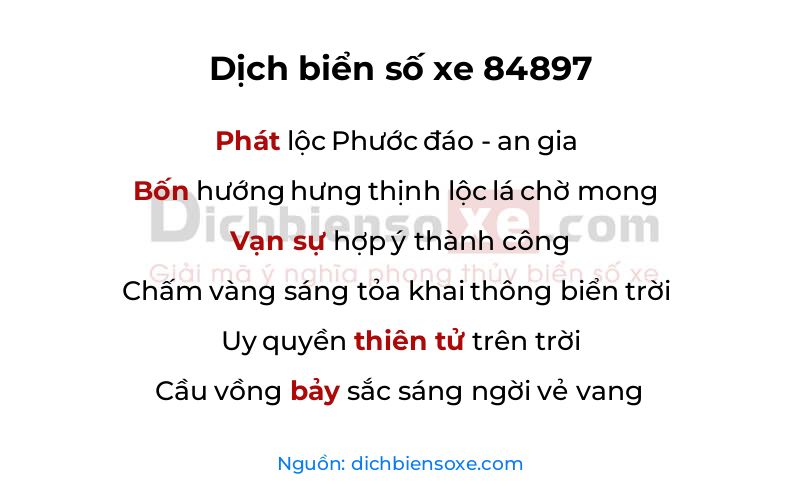 Dịch thơ biển số 84897