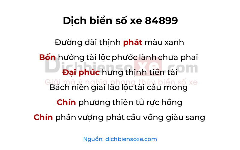 Dịch thơ biển số 84899