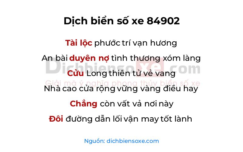 Dịch thơ biển số 84902