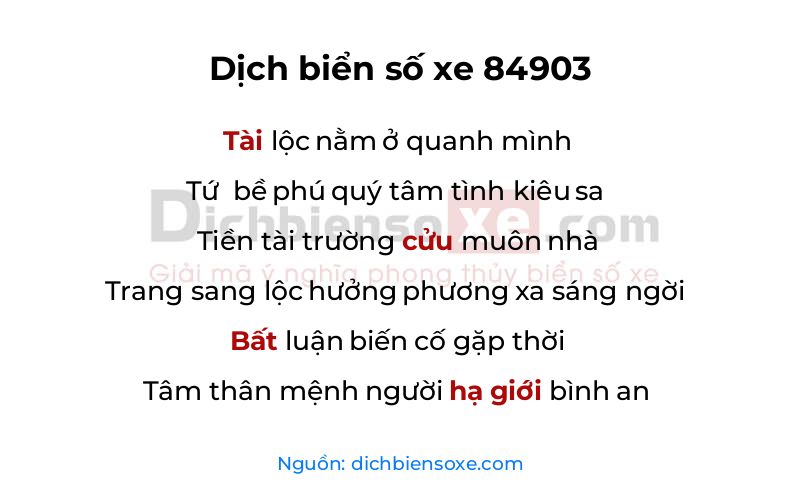 Dịch thơ biển số 84903